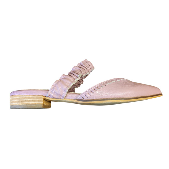 Mi.im Alicia Pointed Toe Shirred Ruffle Mule Baby Pink Flats Balletcore 7.5 - Picture 4 of 9